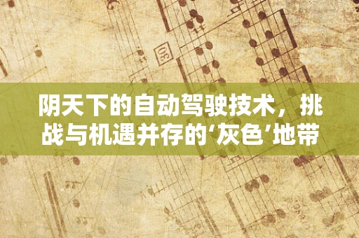 阴天下的自动驾驶技术，挑战与机遇并存的‘灰色’地带
